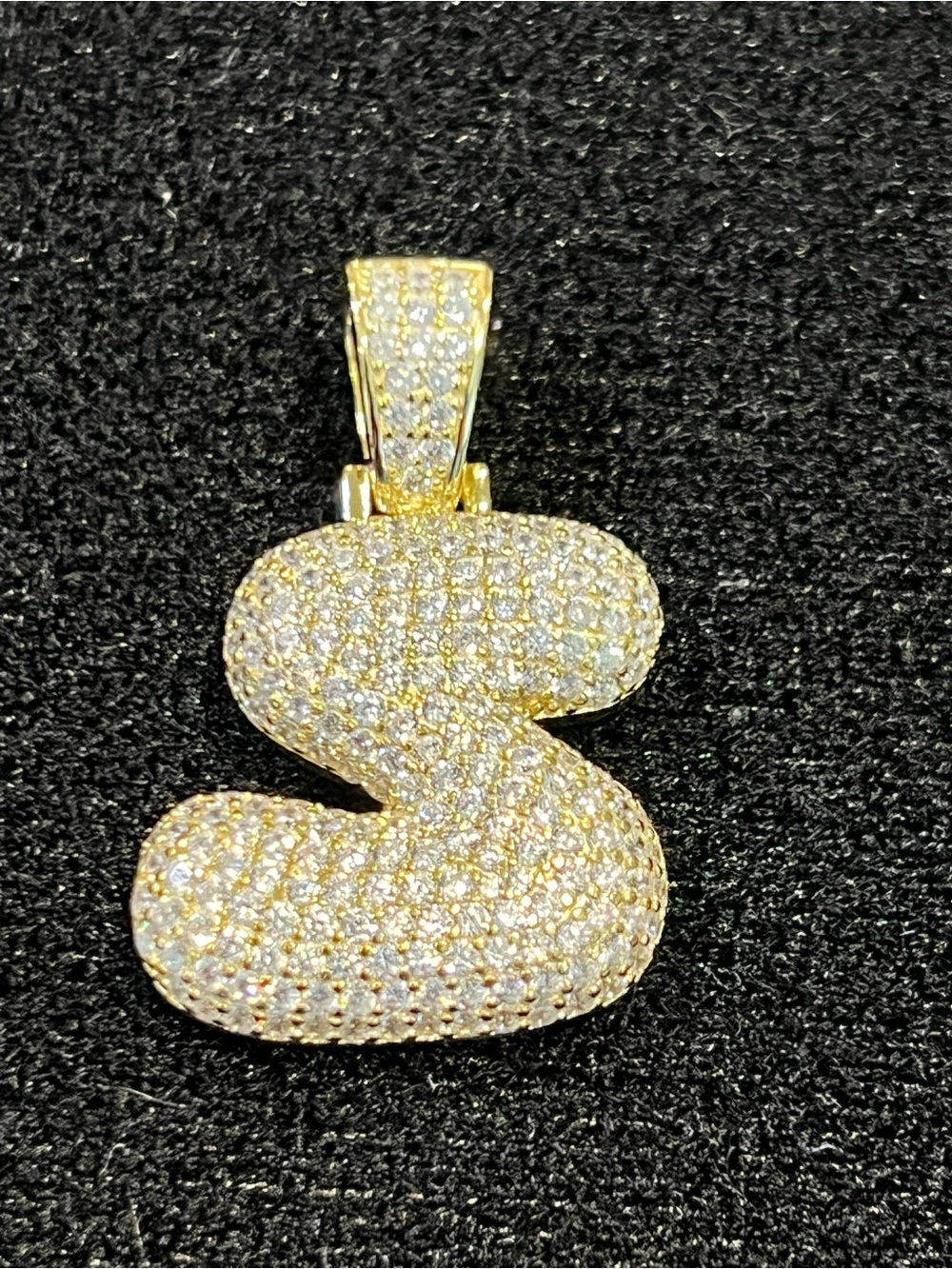 925 Sterling Silver Cubic Zirconia Initial Letter “S“ Bubble pendant